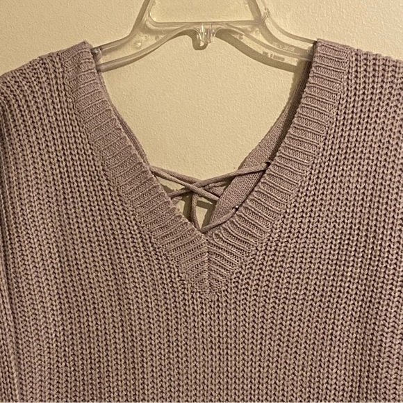 Umgee Womens Sweater Size S Tunic Boho Lace Back V-Neck Rose Color Long Sleeve - Picture 1 of 10